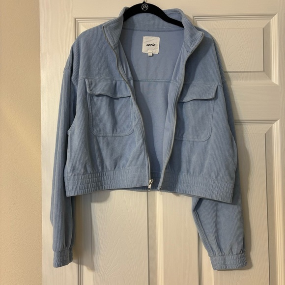 Aerie Groove On Zip Up Crop Jacket Size L Blue - Picture 4 of 14